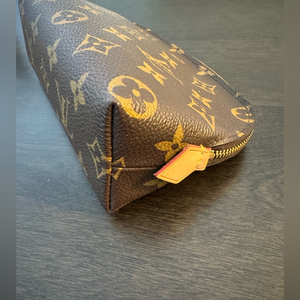 Authentic Louis Vuitton Monogram Dome Cosmetic Pouch - Brown with Gold Monogram - Picture 10 of 16
